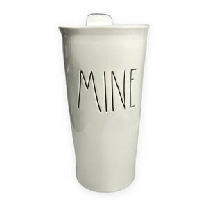 Rae Dunn MINE Tall Ceramic Travel Mug with Lid